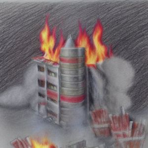 Bürogebäude brennt